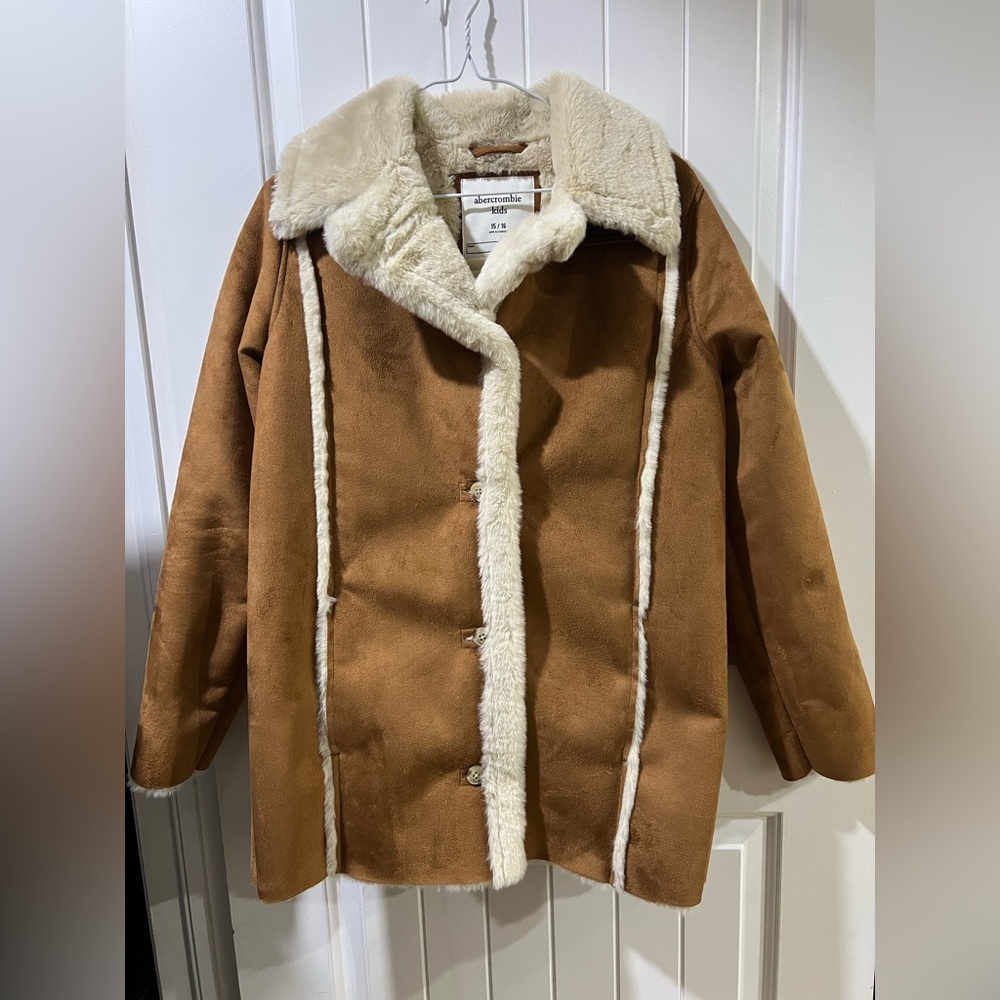 Abercrombie Kids Faux Suede Sherpa-Lined Coat
